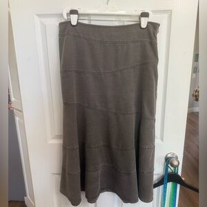 J. Jill Grey Brown Denim Maxi Skirt Size 12 Tencel Long Flowy Modest Boho